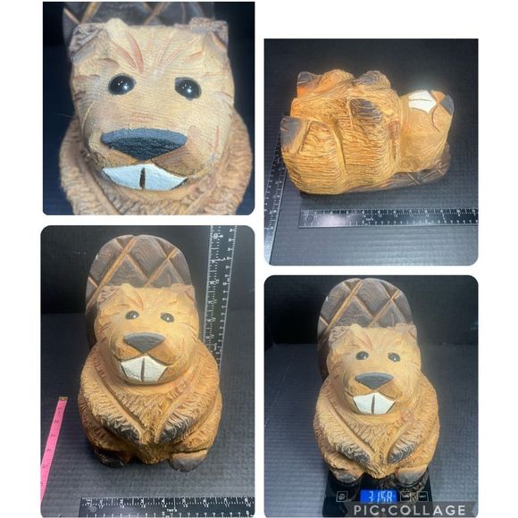 VINTAGE HANDCARVED WOODEN BEAVER FROM COLORADO Approx 10” 4lbs - Picture 12 of 16